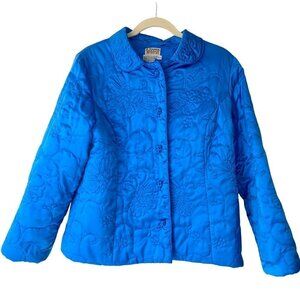Nordstrom Womens Boudoir Jacket Blue Size Medium M Quilted Vintage Button Front
